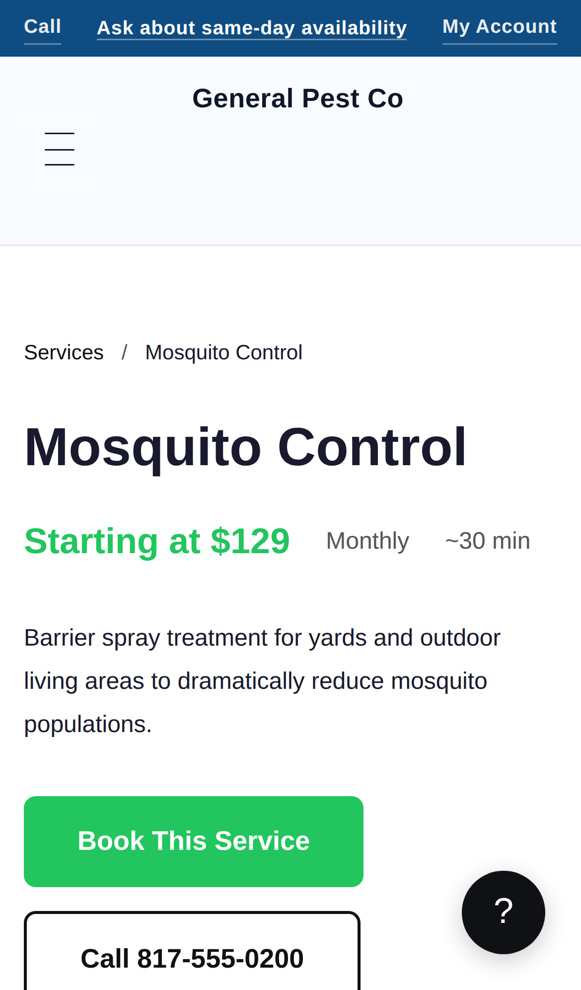 General Pest Co mobile feature