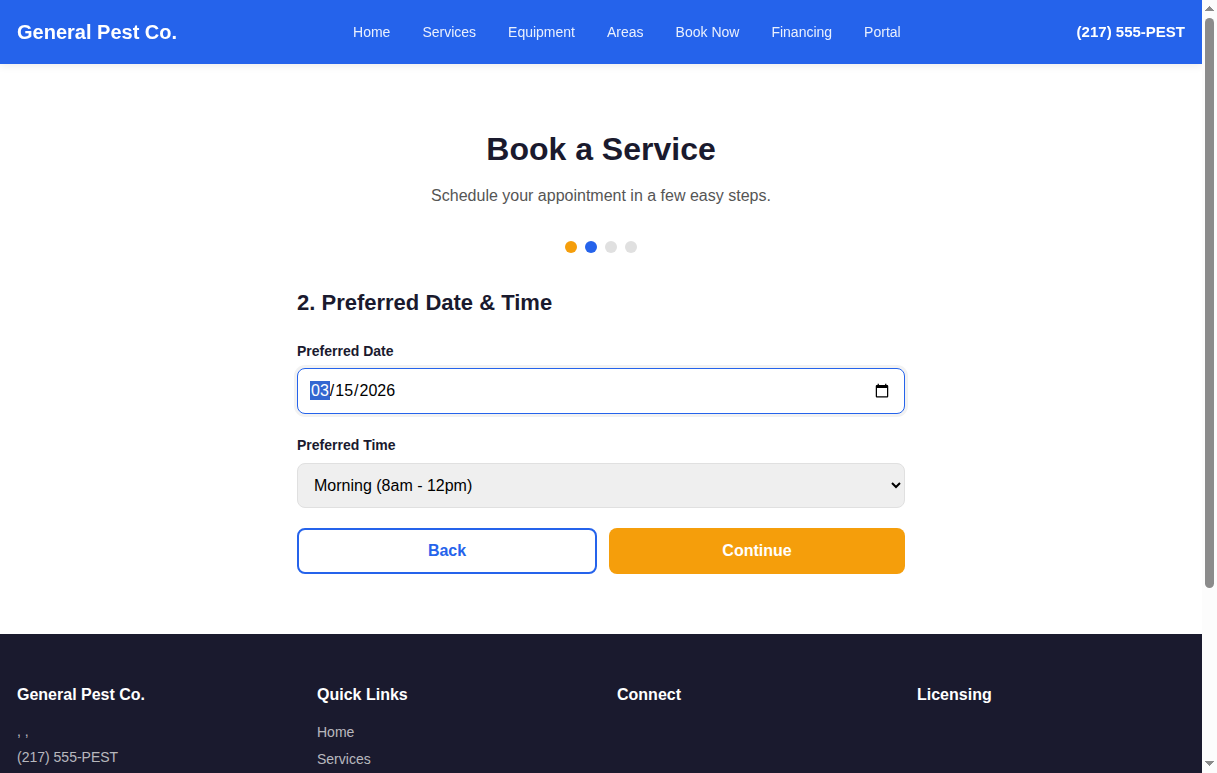 Booking Step 2 - Date and Time