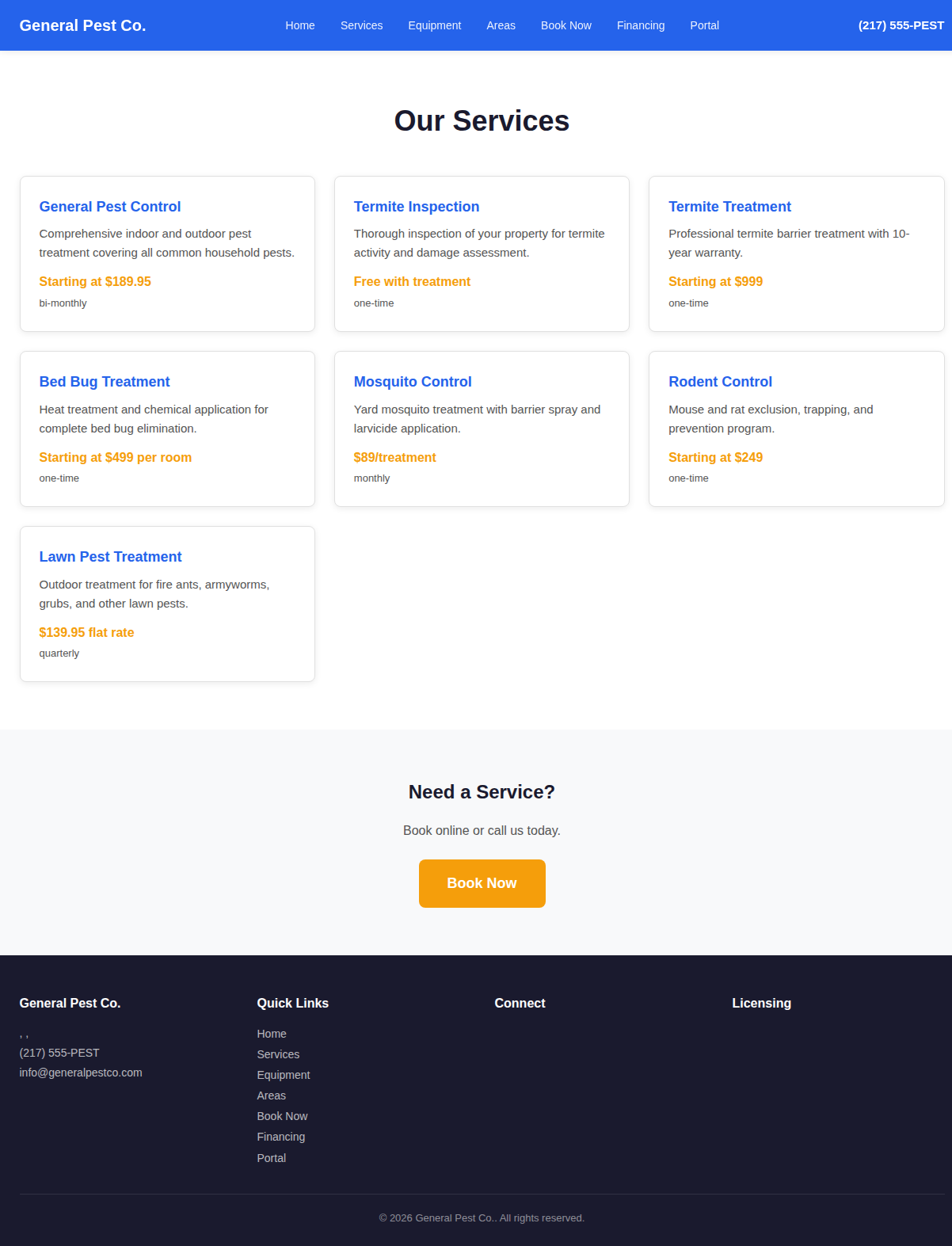 Services Listing Page